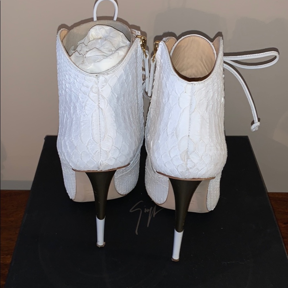Giuseppe Zanotti Python White Lace Up Booties - image 3